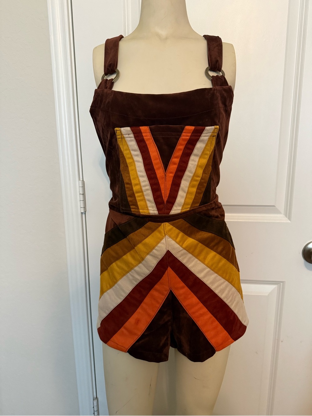 Miracle Eye Sunshine Browm Vegan Suede Vintage Inspired Overalls